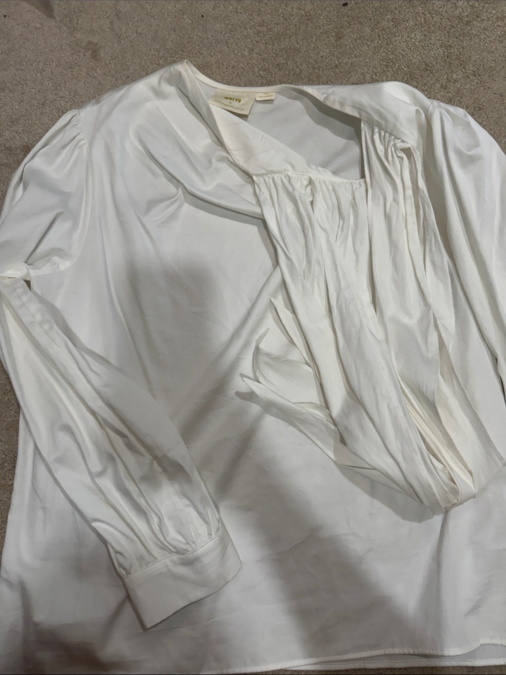 Maeve Anthropologie White Bow-Tie Blouse Large - Picture 6 of 6